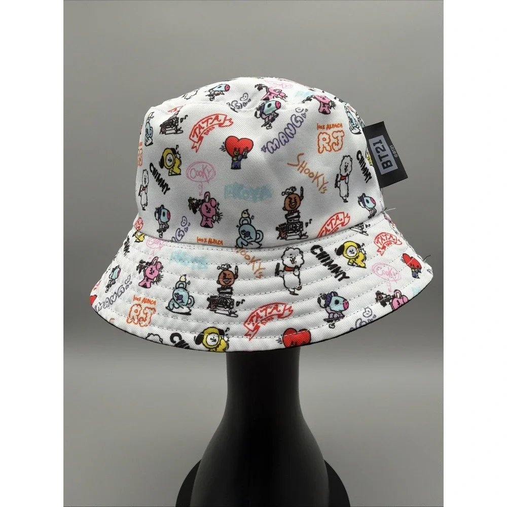 BT21  Logo Black Reversible Bucket Hat One Size Adult Lightweight
